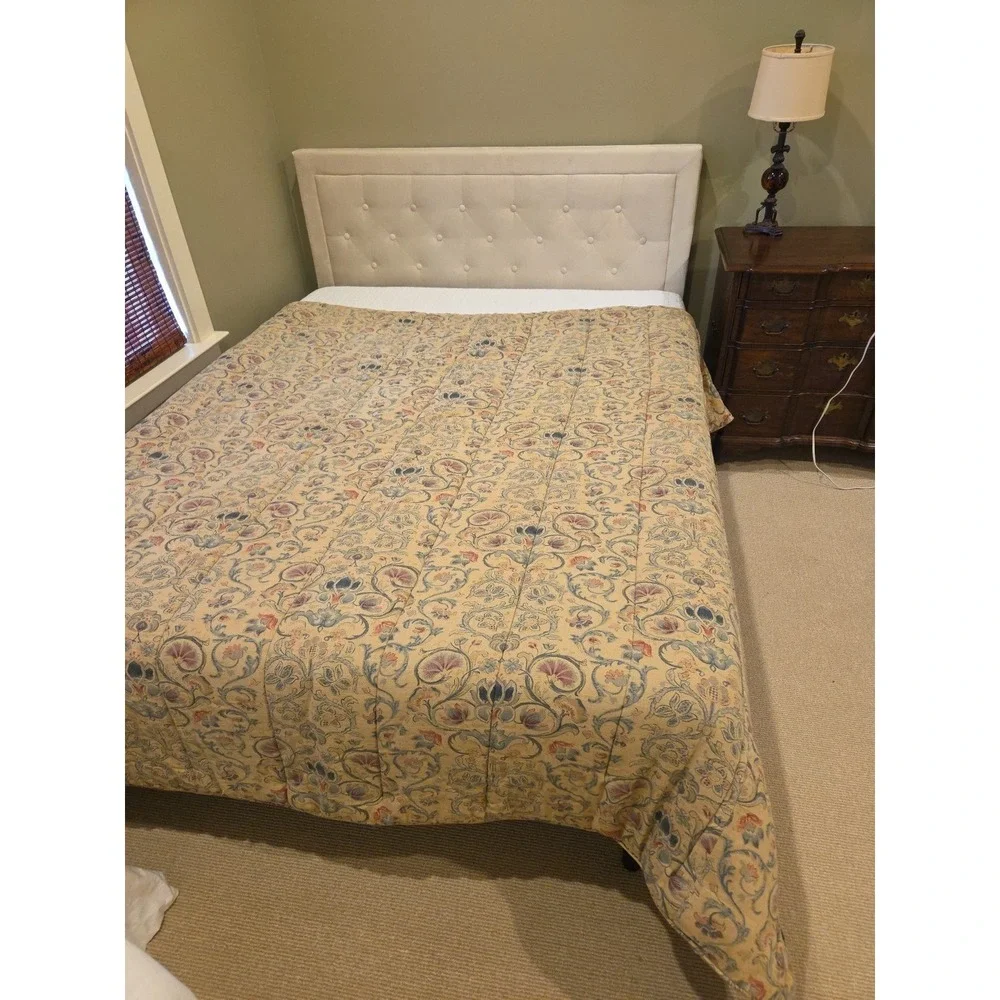 Vtg 90s Ralph Lauren Provence Full Queen Comforter Jacobean Floral Linen Blend‎